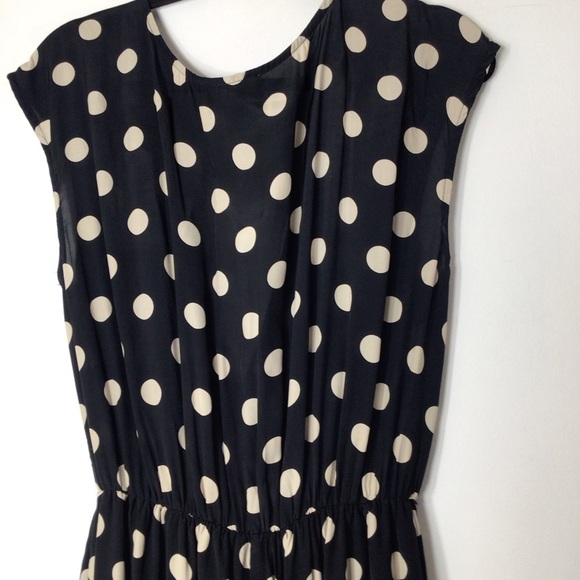 Anthropologie Corey Lynn Colter jumpsuit blue tan polka dot medium USA - Picture 6 of 9